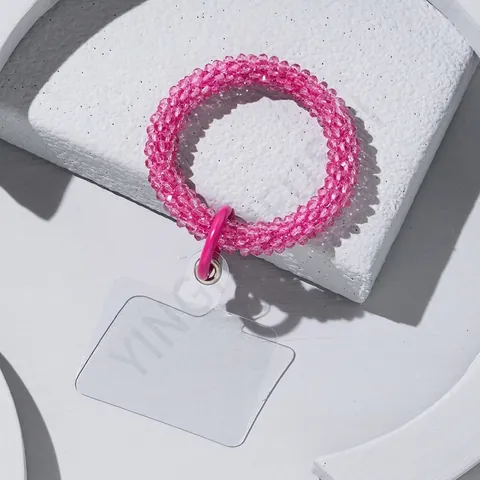Ins Glass Seed Bead Woven Phone Lanyard Wrist Strap Candy Color Beaded Phone Chain With Metal Buckle And Patch For Women