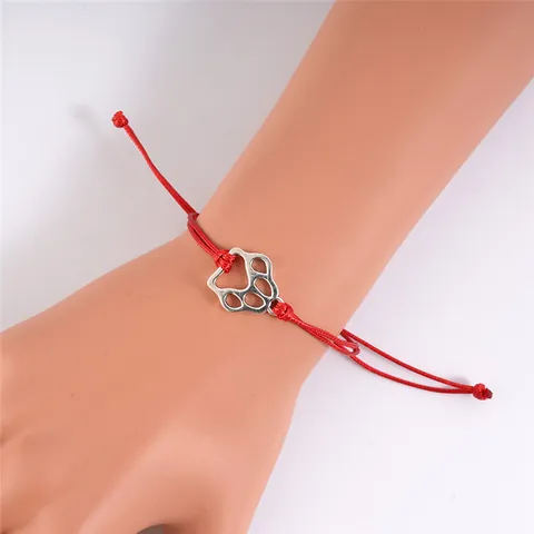 Minimalistische Legierung Hohle Hundepfote Anhänger Geflochtenes Armband Verstellbares Freundschaft Wunscharmband Für Damen Herren Tierliebhaber Schmuck Geschenk
