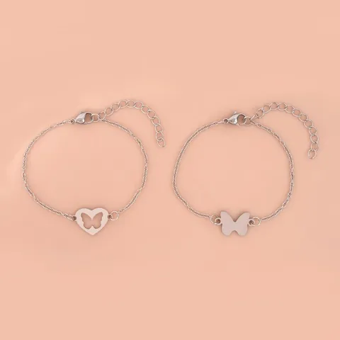 Roestvrij Stalen Vlinder Hart Armband Vrouwen Moeder Dochter Sieraden Mommy And Me Cadeau Verstelbare Ketting