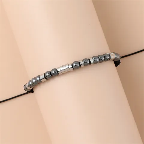 Handgemaakte Morsecode Armband Roestvrijstalen Kralen Hematiet Stenen Gevlochten Koord Verstelbare Sieraden Cadeau Voor Mama Papa I Love You