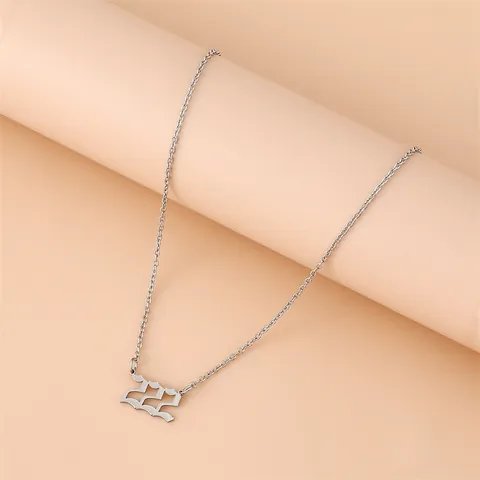 Gothische Engel Nummer Hanger Ketting Roestvrij Staal Zilveren Kleur Gothisch Lettertype Sieraden Voor Vrouwen Mannen Dagelijks Gebruik