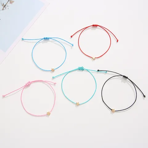 Minimalistisches Geflochtenes Seil Wunscharmband Mit Legierung Stern Anhänger Verstellbare Kraftkarte Schmuck Geschenk Für Damen