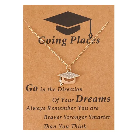 Collier Pendentif Chapeau de Graduation Mode Collier Chaîne Strass Cuivre Pour Femmes Cadeau Bijoux Décontractés Quotidiens