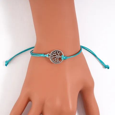 Vintage Lebensbaum Gewebtes Schnurarmband Mit Thank You Wunschkarte Verstellbares Legierung Charm Armband Für Damen Herren Geschenk Schmuck