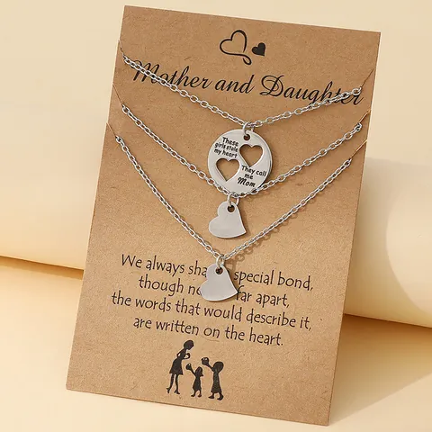 Minimalistische Roestvrijstalen Hart Hanger Halsketting Set Voor Vrouwen Gepersonaliseerde Moederdag Sieraden Cadeau