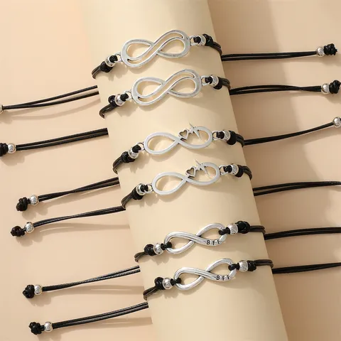 Infinity Hart Gevlochten Armband Voor Koppels Vrienden Verstelbaar Was Touw Legering Vriendschapsarmband Sieraden Cadeau