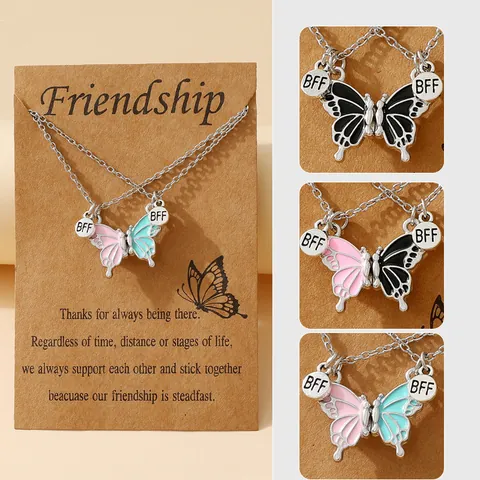 Roestvrijstalen Ketting Legering Vlinder Magnetisch BFF Halsketting Set Voor Beste Vrienden Forever Koppel Vrouwen Sieraden Cadeau