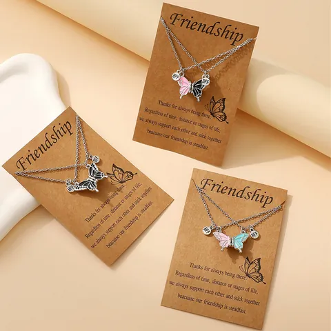 Roestvrijstalen Ketting Legering Vlinder Magnetisch BFF Halsketting Set Voor Beste Vrienden Forever Koppel Vrouwen Sieraden Cadeau