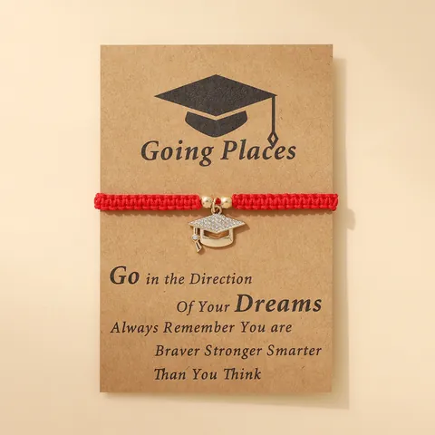 Bracelet en Corde Tressée Toque de Diplômé Avec Strass Alliage Mauvais Œil Cœur Magnétique Bijoux Amitié Cadeau