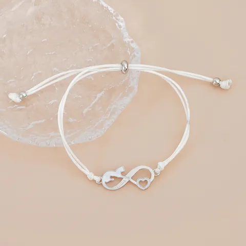 Cat Infinity Heart Woven Rope Bracelet With Wish Card Adjustable Alloy Animal Charm Jewelry For Women Men Couple Gift