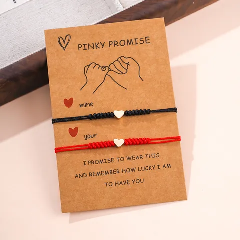 Pulseras de Corazón Tejidas a Mano Dije de Corazón de Cobre Cordón de Poliéster Ajustable Joyería Minimalista Regalo de Amistad