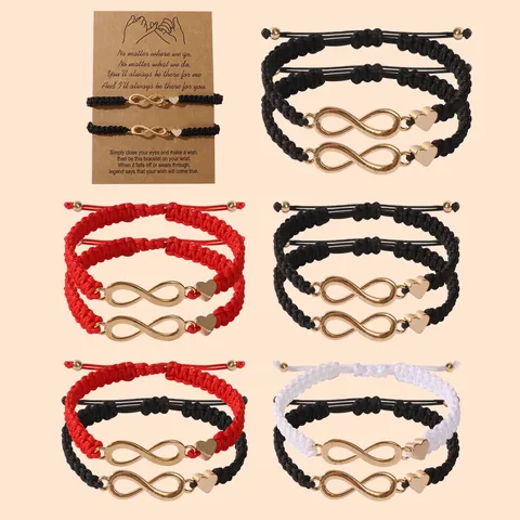 Unendlichkeitssymbol Herz Geflochtenes Seil Armbänder Handgemachte Zinklegierung Wunscharmband Für Freundschaft Abschluss Geschenk Schmuck