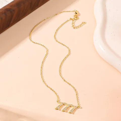 Geluk Engel Nummer Halsketting Voor Dames Heren Vergulde Legering Strass Hanger Minimalistische Spirituele Sieraden Cadeau
