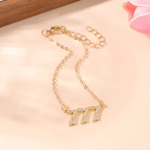 Luxe Vergulde Legering Engelengetal Armband Voor Dames Strass Ingelegde Spirituele Getallen Mode Sieraden Armband Cadeau