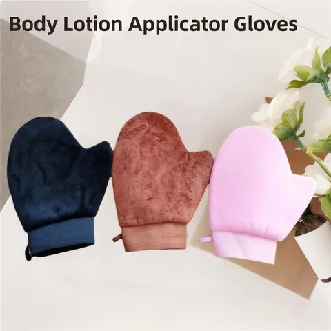 Self Tanning Applicator Mitt Soft Velvet Flocking Waterproof Inner Film Body Lotion Cream Application Tool Washable Reusable