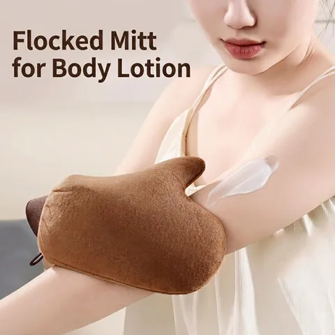 Self Tanning Applicator Mitt Soft Velvet Flocking Waterproof Inner Film Body Lotion Cream Application Tool Washable Reusable