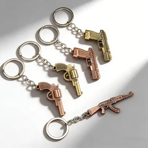 Portachiavi Modello Arma Gioco di Tiro in Metallo Retrò Pistola Fucile Forma Portachiavi Ciondolo Borsa Lega di Zinco Decorativo