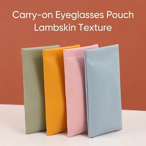Portable Sunglasses Bag PU Leather Soft Glasses Case Automatic Closure Squeeze Top Eyewear Protection Pouch Travel Storage