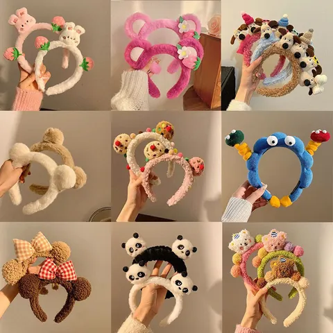 Süßer Cartoon Plüsch Haarreif Weiches Haarband Zum Gesichtwaschen Maskenanwendung Süßes Tierohr Kopfband Für Damen Mädchen Haarschmuck