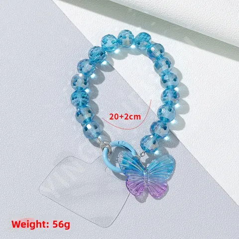 Cadena de Teléfono con Cuentas de Mariposa Coloridas Estilo Ins Cuentas de Vidrio Correa para Móvil Lanyard Regalo Mujer