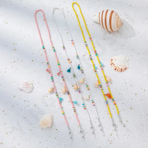 Bohemian Glass Bead Shell Glasses Chain Women Fashion Anti-lost Lanyard Neck Strap Sunglasses Holder Jewelry Accessory