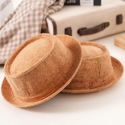 Sombrero Fedora de Corcho Natural Para Mujeres Hombres Retro Vintage Parte Superior Redonda Protección Solar Transpirable Playa Viaje Gorra Verano Aire Libre