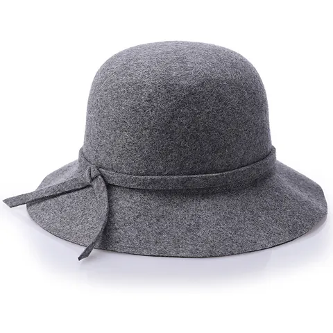 Women's Vintage 100% Wool Felt Cloche Hat Elegant Dome Bowknot Winter Warm Fedora Hat Fashion Accessory For Ladies