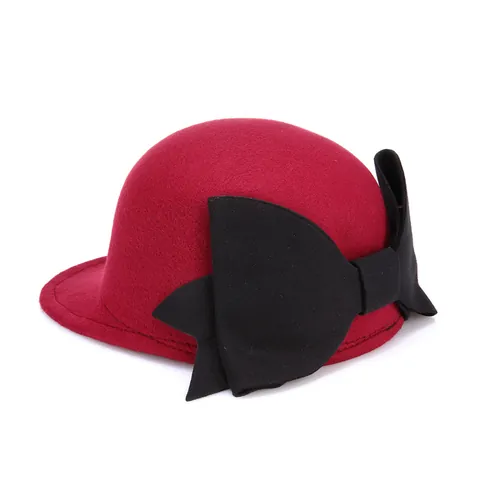 Chapeau Haut-de-forme Élégant en Feutre de Laine pour Femmes Avec Grand Nœud Style Équestre Rétro Cloche pour Fête