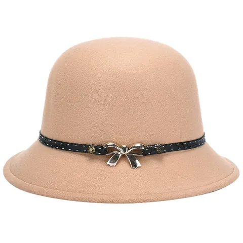 Elegante Cappello Cloche in Lana da Donna Retrò Con Fiocco e Pois Cappello Fedora Caldo Autunno Inverno per Festa