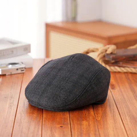 Herren Winter Schiebermütze Warm Fleece Gefüttert Newsboy Hut Mit Ohrenschützern Für Ältere Väter Vintage Outdoor Entenschnabelmütze