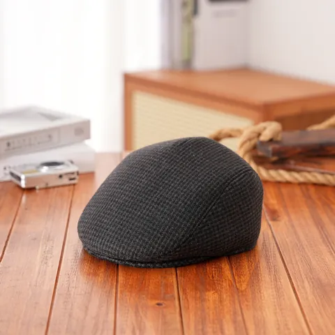 Herren Winter Schiebermütze Warm Fleece Gefüttert Newsboy Hut Mit Ohrenschützern Für Ältere Väter Vintage Outdoor Entenschnabelmütze