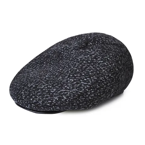 Gorra Plana Vintage para Hombre Sombrero Newsboy Cálido de Invierno Forro de Vellón Mezcla de Lana Estilo Británico Retro