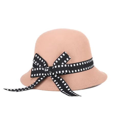 Vintage Dames Wollen Glockenhut Elegante Winter Warme Fedora Hoed Met Strik Lint Decor Retro Stijl Vilt Party Cap