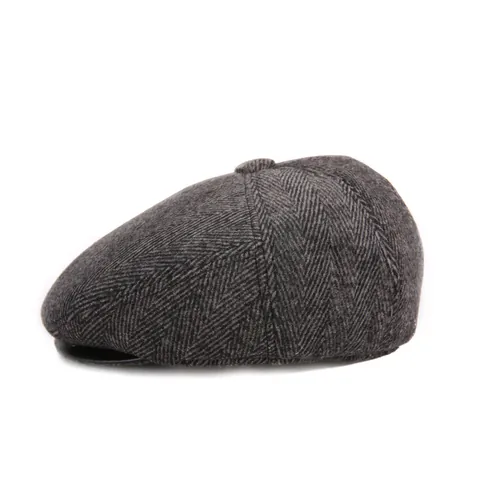 Vintage Visgraat Duckbill Pet Voor Heren Herfst Winter Warm Wollen Newsboy Hat Brits Ivy Cap Outdoor Casual Flat Cap