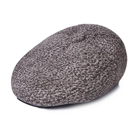 Gorra Plana Vintage para Hombre Sombrero Newsboy Cálido de Invierno Forro de Vellón Mezcla de Lana Estilo Británico Retro