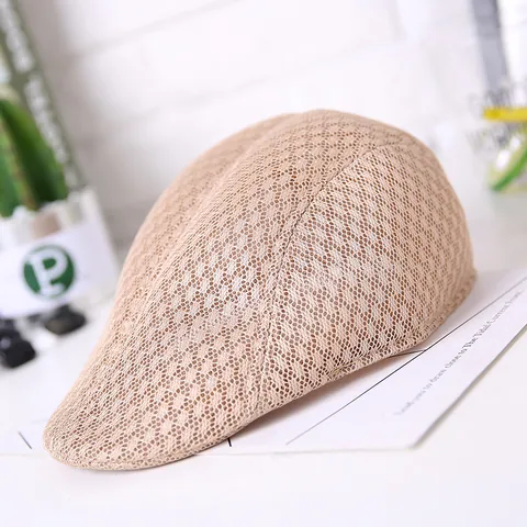Summer Breathable Mesh Ivy Cap Vintage Acrylic Flat Cap Sunshade Outdoor Casual Newsboy Hat For Men Women