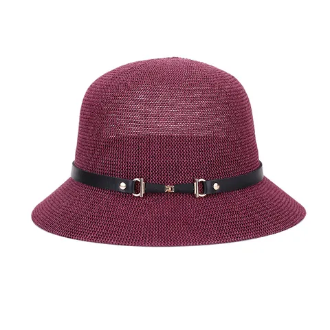 Damen Sonnenhut UPF 50+ Strohhut Breitkrempig Elegant Gewebter Strandhut Mit Metallschnalle Band Sommer Urlaub Hut