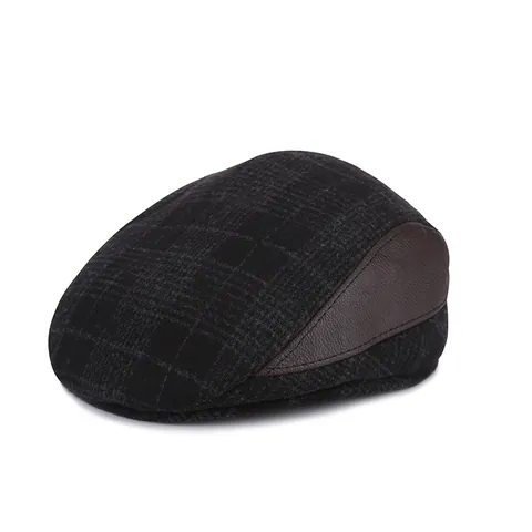 Coppola da Uomo Vintage in Misto Lana a Quadri Cappello Newsboy Con Paraorecchie Caldo Autunno Inverno All'aperto Berretto a Becco d'Anatra per Padre