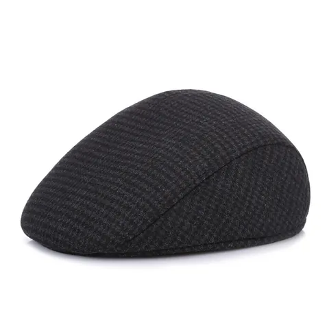 Coppola da Uomo Vintage in Misto Lana a Quadri Cappello Newsboy Con Paraorecchie Caldo Autunno Inverno All'aperto Berretto a Becco d'Anatra per Padre