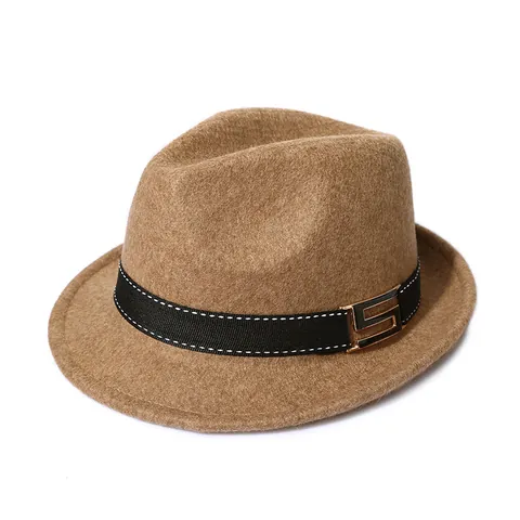 Vintage Wollen Fedora Hoed Voor Dames Elegante Brede Rand Panama Jazz Cap Met Gesp Warme Herfst Winter Outdoor Hoofddeksels