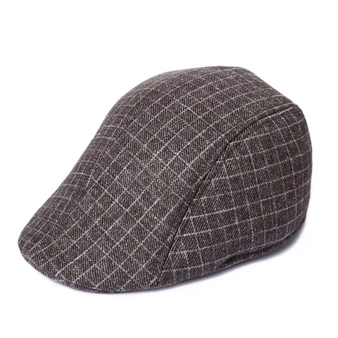 Men Vintage Woolen Plaid Flat Cap Winter Warm Ivy Hat Ear Protection Outdoor Newsboy Cap For Middle Aged Elderly Father