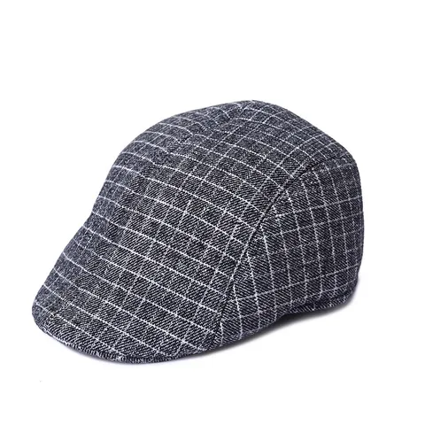 Men Vintage Woolen Plaid Flat Cap Winter Warm Ivy Hat Ear Protection Outdoor Newsboy Cap For Middle Aged Elderly Father
