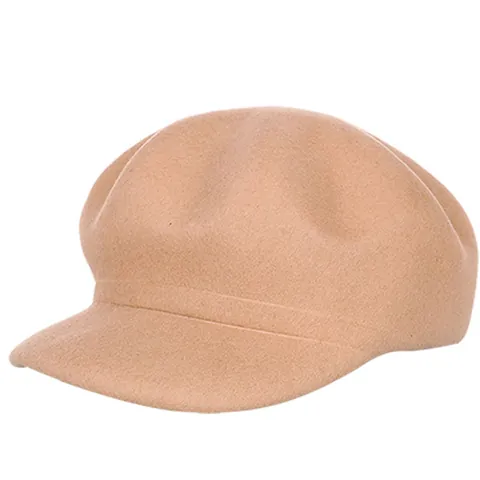 Women Pure Wool Octagonal Hat Korean Style Solid Color Beret Vintage Warm Newsboy Cap For Autumn Winter