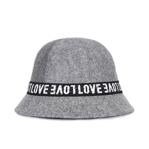 Cappello a Secchiello in Lana Moda Invernale Donna Cappello da Pescatore Pieghevole Caldo Con Decorazione a Nastro Love