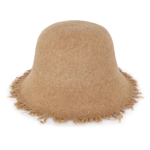 Cappello da Pescatore in Lana 100% Donna Con Bordo Sfilacciato Vintage Pieghevole Invernale Caldo Tinta Unita Casual