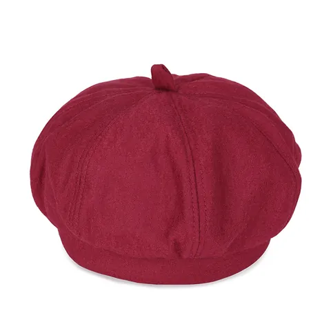 Women Vintage Solid Color Polyester Beret Hat Autumn Winter Warm French Artist Painter Pumpkin Cap Elegant Outdoor Accessory
