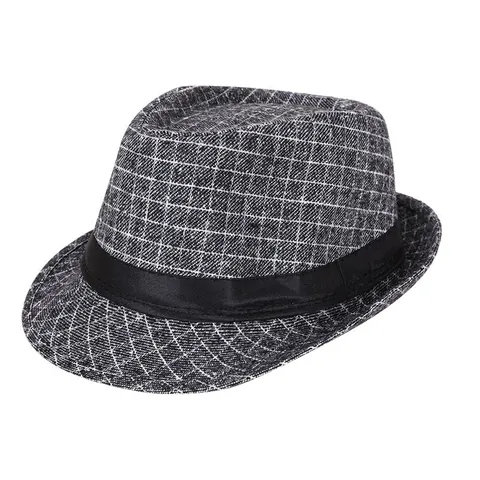 Cappello Fedora a Quadri Vintage Britannico per Uomo Donna Inverno Caldo Cappello Jazz in Acrilico Con Finitura a Nastro Berretto Casual da Esterno
