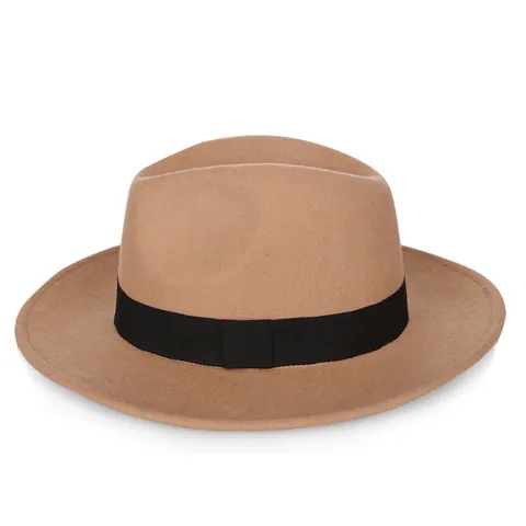 Pure Wool Wide Brim Fedora Hat Vintage Classic Gentleman Warm Felt Hat With Ribbon For Women Men Autumn Winter