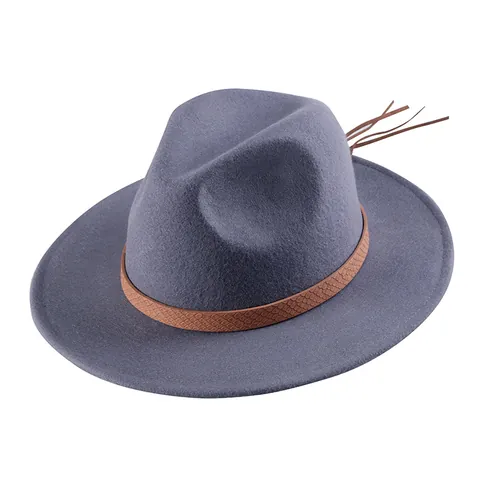 Pure Wool Felt Wide Brim Fedora Hat British Style Retro Jazz Hat with Snake Pattern Belt Tassel for Men Women
