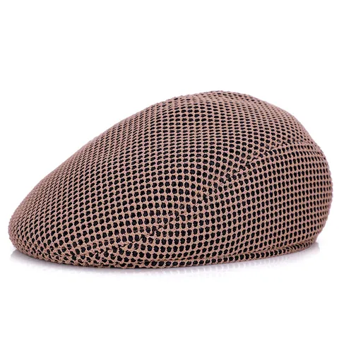 Coppola a Rete Stile Britannico per Uomo Traspirante Protezione Solare Berretto Piatto Vintage Ivy Cap Estate Primavera Tinta Unita Cappello con Visiera
